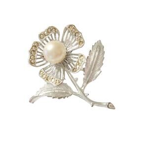 Vintage Sarah Coventry "Nocturne" Flower Brooch 2.25" long